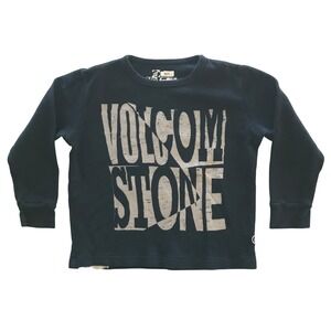 Volcom Stone Navy Blue Waffle Knit Thermal Long Sleeve Graphic Shirt Medium 5